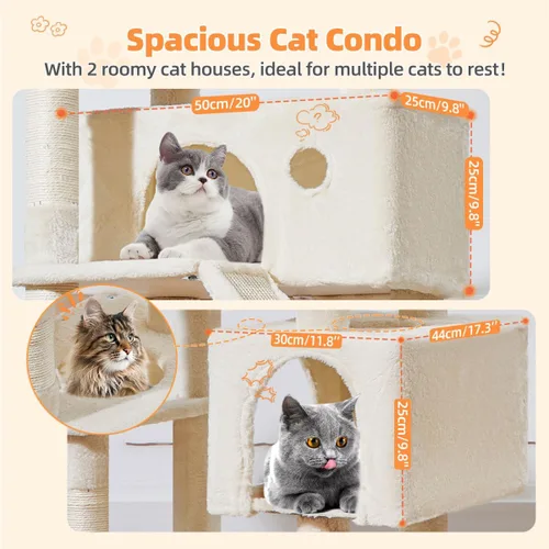 Vista 97 de Taoqimiao Árbol para gatos de 57.5 pulgadas, torre para gatos de interior para adultos, condominio extragrande para gatos, 8 postes rascadores