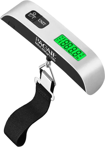 Vista 11 de BAGAIL Báscula digital de equipaje, báscula de equipaje colgante de 110 libras con pantalla LCD retroiluminada, báscula de pesaje portátil