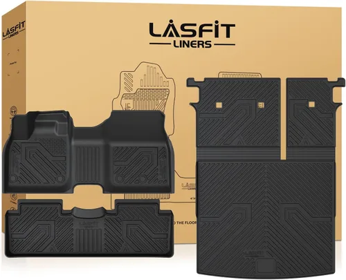 Vista 29 de LASFIT Alfombrillas de Piso Compatibles con Nissan Armada 2017-2018 / Infiniti QX56 2011-2013 / Infiniti QX80 2014-2018, TPE Para Todo Clima Ajuste