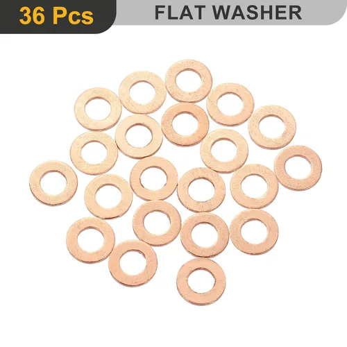 Vista 3 de uxcell Arandela plana M4, 36 piezas de arandelas planas de anillo de cobre de 8 mm DE 1 mm de espesor Junta de sello de metal para tornillos
