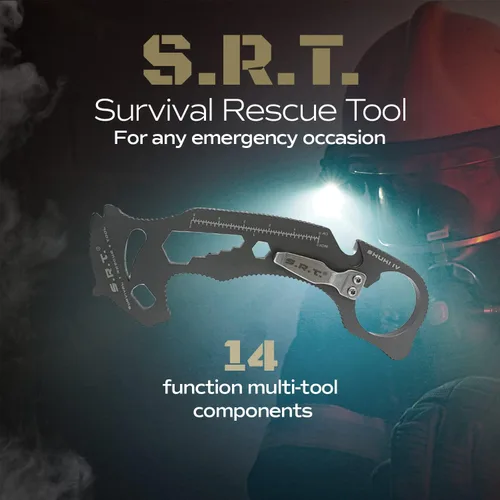 Vista 4 de S.R.T. Herramienta de rescate y supervivencia - Multiherramienta premium de 14 funciones para rescate de automóviles para aplicaciones de protección
