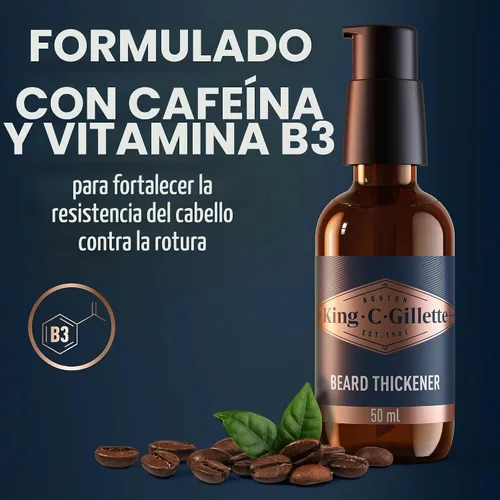 Vista 5 de King C. Gillette Espesante de barba formulado con complejo de vitamina B y cafeína, 1.7 onzas