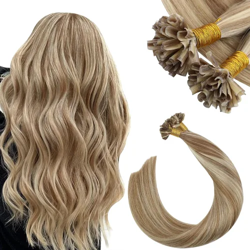 Vista 41 de Ugeat - Extensiones de cabello humano con microanillo, 14 pulgadas, extensiones de cabello Remy con microcuentas de 1 gm/hebra, 50 gms, extensiones