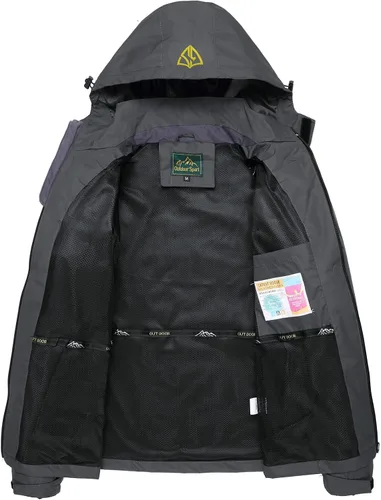 Vista 3 de GIISAM Chaqueta impermeable y a prueba de viento para hombre, ligera, con capucha, chaqueta deportiva de montaña para hombre, cortavientos
