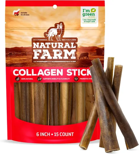 Vista 13 de Natural Farm Palitos de colágeno masticables para perros de 6 pulgadas, sin olor, 95% colágeno natural que apoya articulaciones saludables, piel
