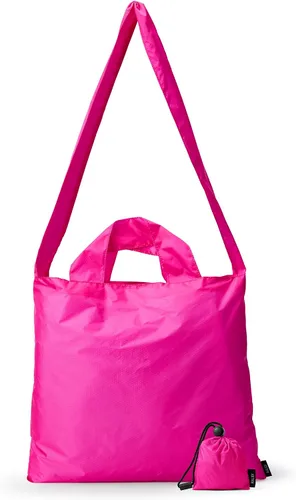Vista 13 de KALIDI - Bolsa de compras compacta, ligera, plegable, pequeña, reutilizable, bolsa cruzada Negro
