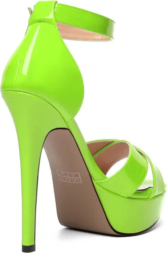 Vista 117 de MODENCOCO Sandalias de boda con correa de tobillo sexy para mujer, con plataforma y puntera abierta, tacón de aguja y tacón alto, zapatos de vestir