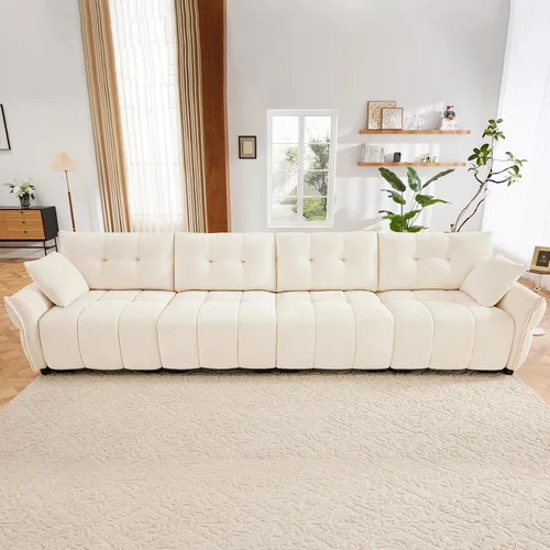 Vista 25 de Leyu&Hafort Sofá modular seccional, sofá modular Cloud con asiento profundo, moderno sofá modular con otomana móvil, sofá de felpilla con almohadas