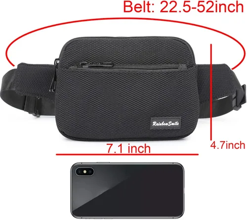 Vista 7 de Riñonera para mujeres y hombres, para correr, viajar, senderismo, casual, a la moda, deportiva, transpirable, ligera, Negro -, Riñonera para todos