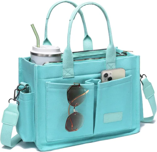Vista 10 de Bolso de lona para mujer, bolsos cruzados para mujer, bolsos de trabajo para computadora portátil, bolso grande de mano para enfermera o profesora