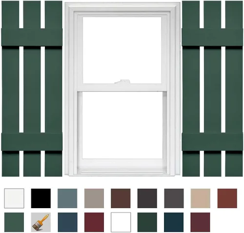 Vista 23 de Mid America Board and Batten - Persiana estándar de vinilo con 3 tablas espaciadas de 12 pulgadas (1 par) - 12 x 55 002 negro