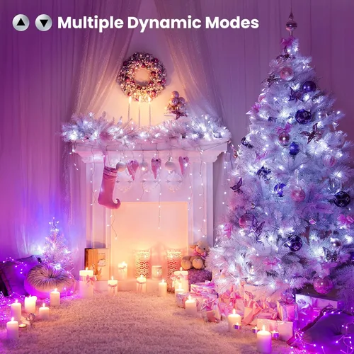 Vista 5 de Brizled Cadena de luces que cambian de color, 33 pies, 100 luces LED pasrel de Pascua con control remoto, cadena de luces RGB regulables, cable