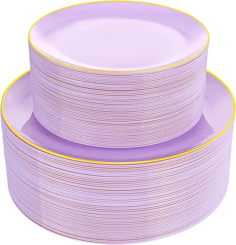 Vista 9 de PULOTE 100 piezas de platos de plástico negro desechables - Premium resistente 50 platos negros para cena, 50 platos para postre/ensalada - Ideal