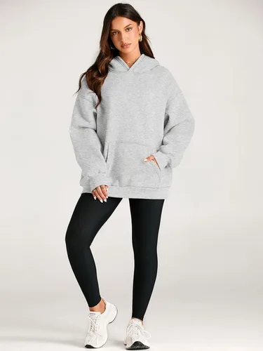 Vista 6 de EFAN Sudaderas de manga larga con capucha para mujer, holgadas, con forro de polar, con bolsillos, para invierno y otoño, estilo Y2K de los 2000