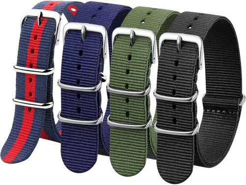 Vista 12 de Correa de Reloj de Nylon de Repuesto de Liberación Rápida con Hebilla Pesada Correas de Reloj para Hombres y Mujeres Negro Gris / Negro