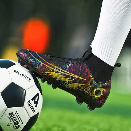 Vista 7 de ailishabroy Botas de fútbol para hombre, FGAG, zapatos de fútbol para interiores y exteriores, con picos firmes para el suelo, entrenamiento