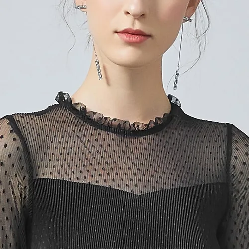 Vista 6 de Vestidos midi de gasa de manga larga para mujer, con capas, para invitadas de boda, cóctel, baile, fiesta de noche