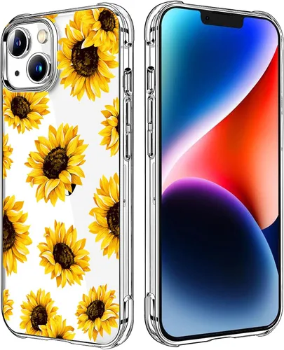 Vista 30 de Funda transparente de girasol compatible con iPhone SE 2022 SE 2020 7 8, funda trasera floral para niñas y mujeres, funda protectora transparente