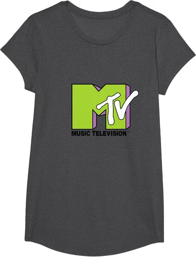 Vista 77 de Camiseta de tratamiento de relleno con logotipo MTV verde lima y morado, Negro, S Azul Marino