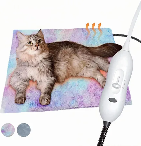 Vista 9 de Almohadilla térmica para gatos, cama eléctrica impermeable para gatos para interiores con cable resistente a los masticables, funda suave lavable