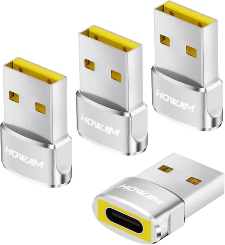 Vista 17 de Adaptador USB a USB C, 2 unidades, convertidor de cargador USB C hembra a macho Negro