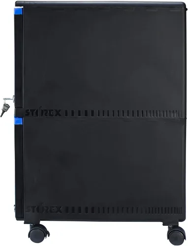 Vista 10 de Storex Archivador móvil de dos cajones, 2 cajones de archivo legal/tamaño carta, negro/azul, 14.75 x 18.25 x 26 pulgadas