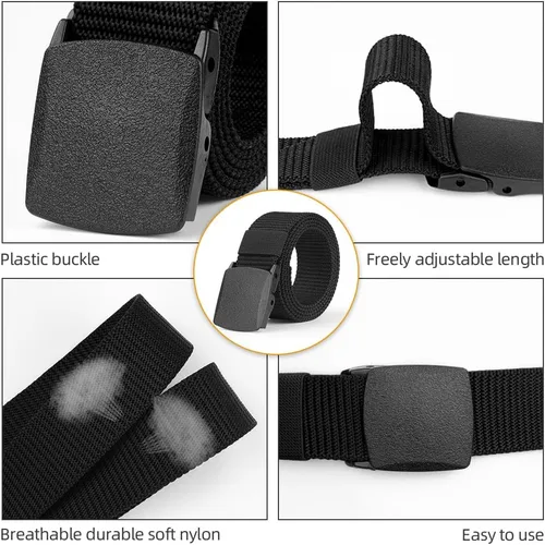 Vista 4 de AOMIG Cinturón de nailon para hombres, cinturones de golf ajustables de lona de 1.6 pulgadas, cinturón táctico de trabajo con hebilla automática 1