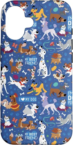 Vista 32 de Disney Funda para iPhone 17 con texto en inglés «Dogs I Love My Dog», color azul