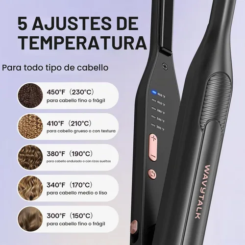 Vista 2 de Wavytalk Plancha plana de lápiz de 0.3 pulgadas para pelo corto y corte Oro rosa brillante.