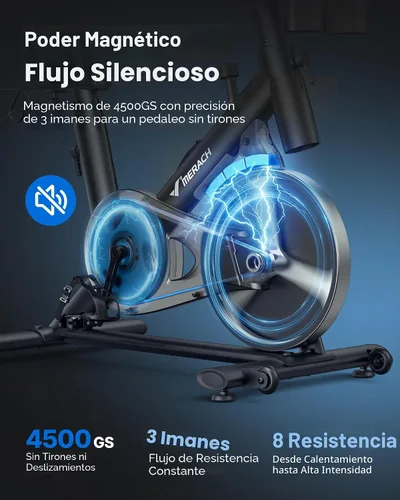 Vista 5 de MERACH Exercise Bike, Magnetic Friction Stationary Bike for Home with APP