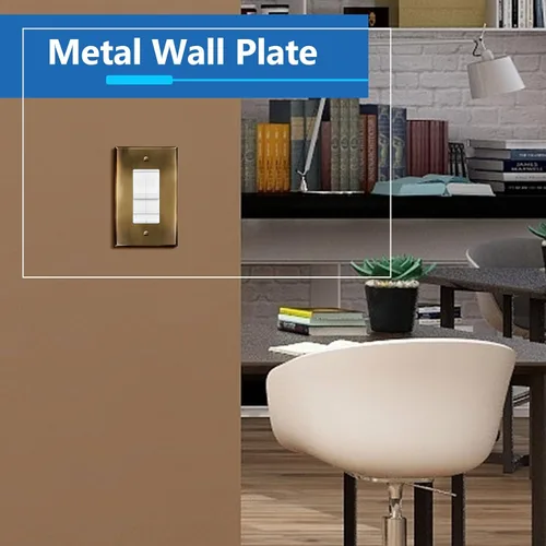 Vista 2 de LIDER Placa decorativa de pared de metal para interruptor o receptáculo, cubierta de salida de acero inoxidable, resistente a la corrosión