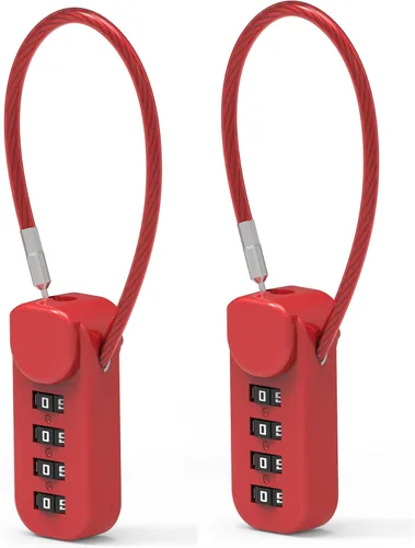 Vista 7 de Cerradura de combinación de 4 dígitos, cerradura de cable combinada con código, combinación de candado pequeño para equipaje, maleta, casillero