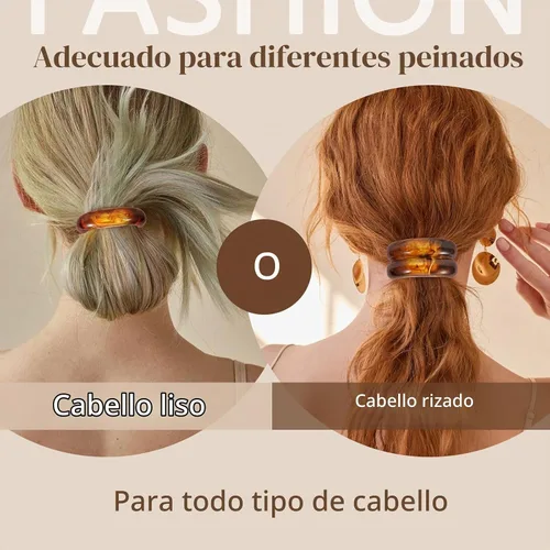 Vista 3 de 2 ligas para el cabello para mujer, ligas elegantes para el cabello sin daños para mujeres, plástico reciclado y elásticos de nailon, elegantes