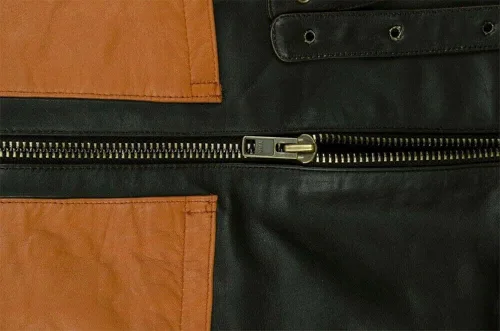 Vista 6 de Chaqueta clásica de cuero para hombre, estilo Choco para motocicleta, Cafe Racer Retro marrón