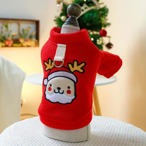 Vista 3 de Pijamas de Navidad para perros, ropa acolchada de invierno para mascotas, suéter con capucha para perro, chaqueta para perro, chaleco para perro