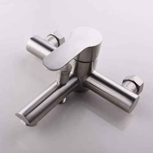 Vista 9 de CIENCIA SNA516 - Grifo de ducha de baño de acero inoxidable montado en pared, níquel cepillado, SNA516