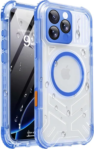 Vista 36 de Funda impermeable para iPhone 15 con Magsafe, protector de pantalla, cordón, IP68 militar de cuerpo completo a prueba de golpes, para deportes Negro