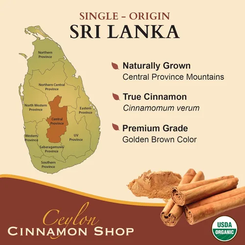 Vista 5 de Ceylon Cinnamon Shop Suplemento orgánico de canela de Ceilán (100% certificado), 90 cápsulas Premium Grade True Cinnamon, Sri Lankan Variety