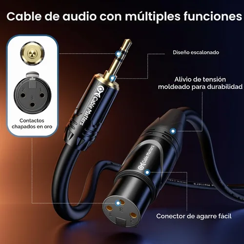 Vista 6 de Cable Matters Cable desequilibrado de 0.1 in a XLR, macho a hembra, 3 pies