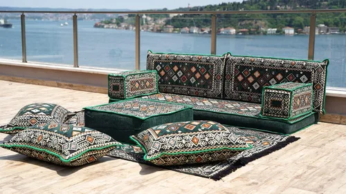Vista 7 de arabicsofa Asiento de sofá tradicional de Oriente Medio, cojín modular hecho a mano con almohadas de respaldo