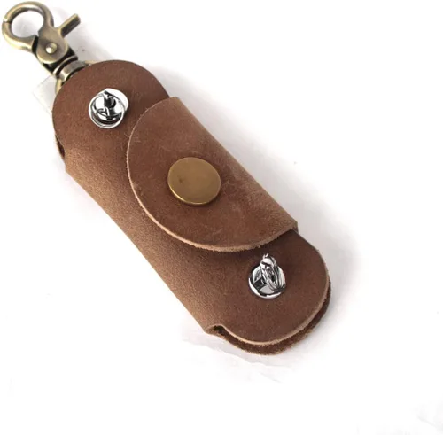 Vista 14 de Handmade Thick Cowhide Hook Small Key Bag Keycases key organizer Vintage