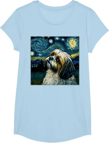 Vista 14 de Camiseta Surrealism Starry Night Shih Tzu Dog