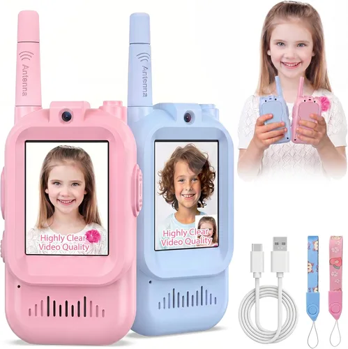 Vista 12 de Walkie Talkies para niños, paquete de 2, radios bidireccionales recargables de largo alcance, juguetes para niños y niñas de 3 a 5 años, aventura al