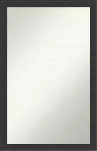 Vista 195 de Amanti Art Espejo de baño negro para sobre fregadero, 22 x 22 pulgadas, espejo de tocador cuadrado estrecho negro Avon, marco de madera casual