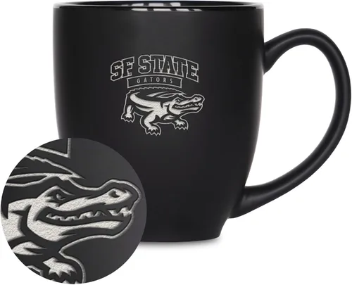 Vista 85 de Rico Industries - Taza de cerámica mate negra con grabado láser estándar de 15oz para NCAA (escuelas T & U) - Para bebidas calientes o frías