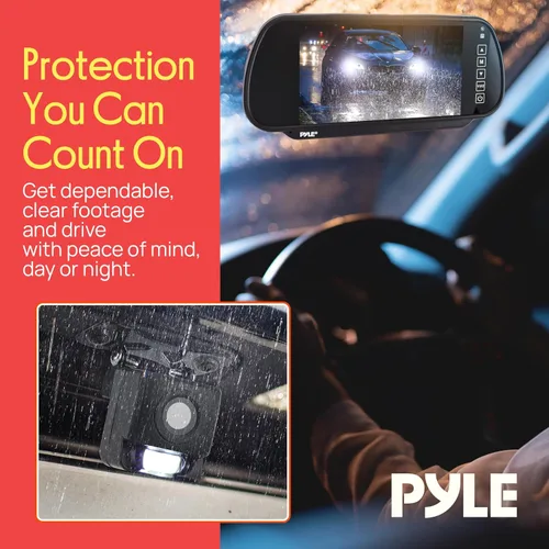 Vista 6 de Pyle - Cámara de respaldo de visión trasera para automóvil, cámara inversa compacta con líneas de escala de distancia, visión nocturna, lente