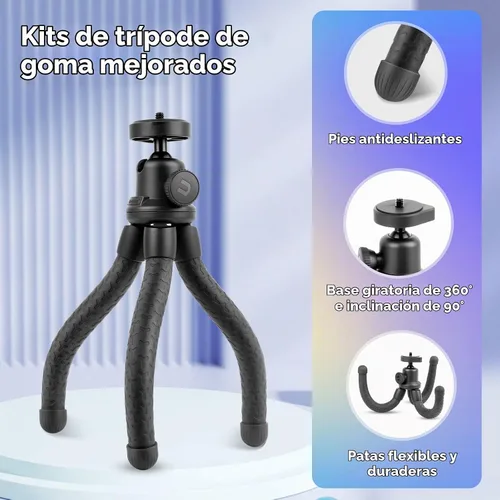 Vista 3 de UBeesize Trípode para teléfono, UBeesize Trípode para teléfono de 30 cm flexible con soporte para teléfono celular y obturador remoto inalámbrico