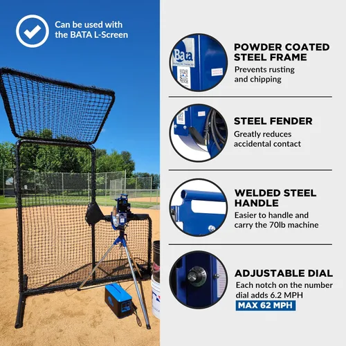 Vista 4 de BATA Baseball Wheel Pitching Machine, Youth and Adult Automatic Pitch Machine for Baseballs, Practice Training Equipment