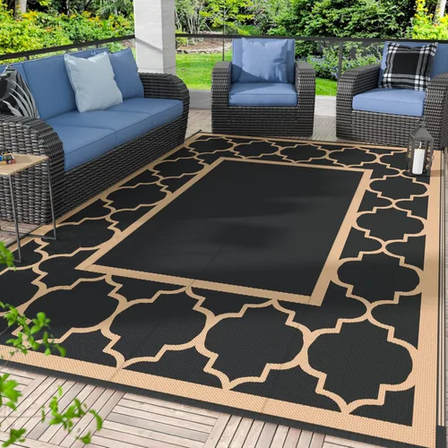 Vista 39 de GENIMO - Alfombra para exteriores de 8 x 10 pies, para patio, espacios amplios, impermeable, de pajillas de plástico, alfombra reversible