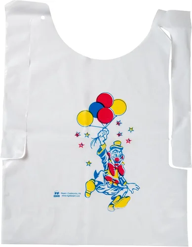 Vista 2 de AmerCareRoyal - Babero de polietileno para niños, cómodo, ligero, protección para la hora de comer, ideal para restaurantes, corbata ajustable